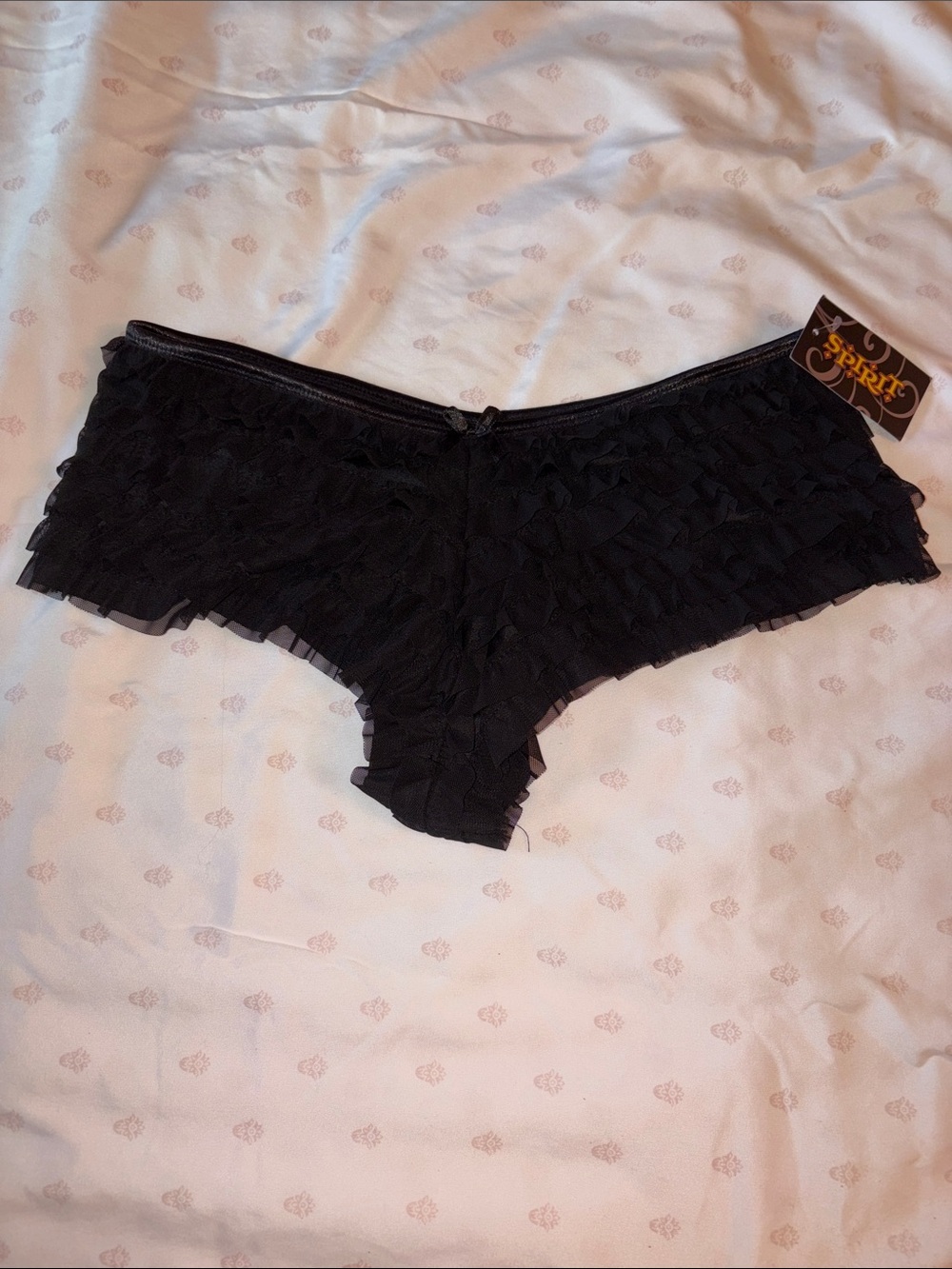 Black Ruffle Boyshort Panties (SPIRIT-HALLOWEEN) Womans Size: Medium/Large (NWT)